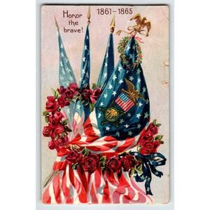 Memorial Decoration Day Postcard Flags Eagle Veterans Army Roses 107 Tuck 1908